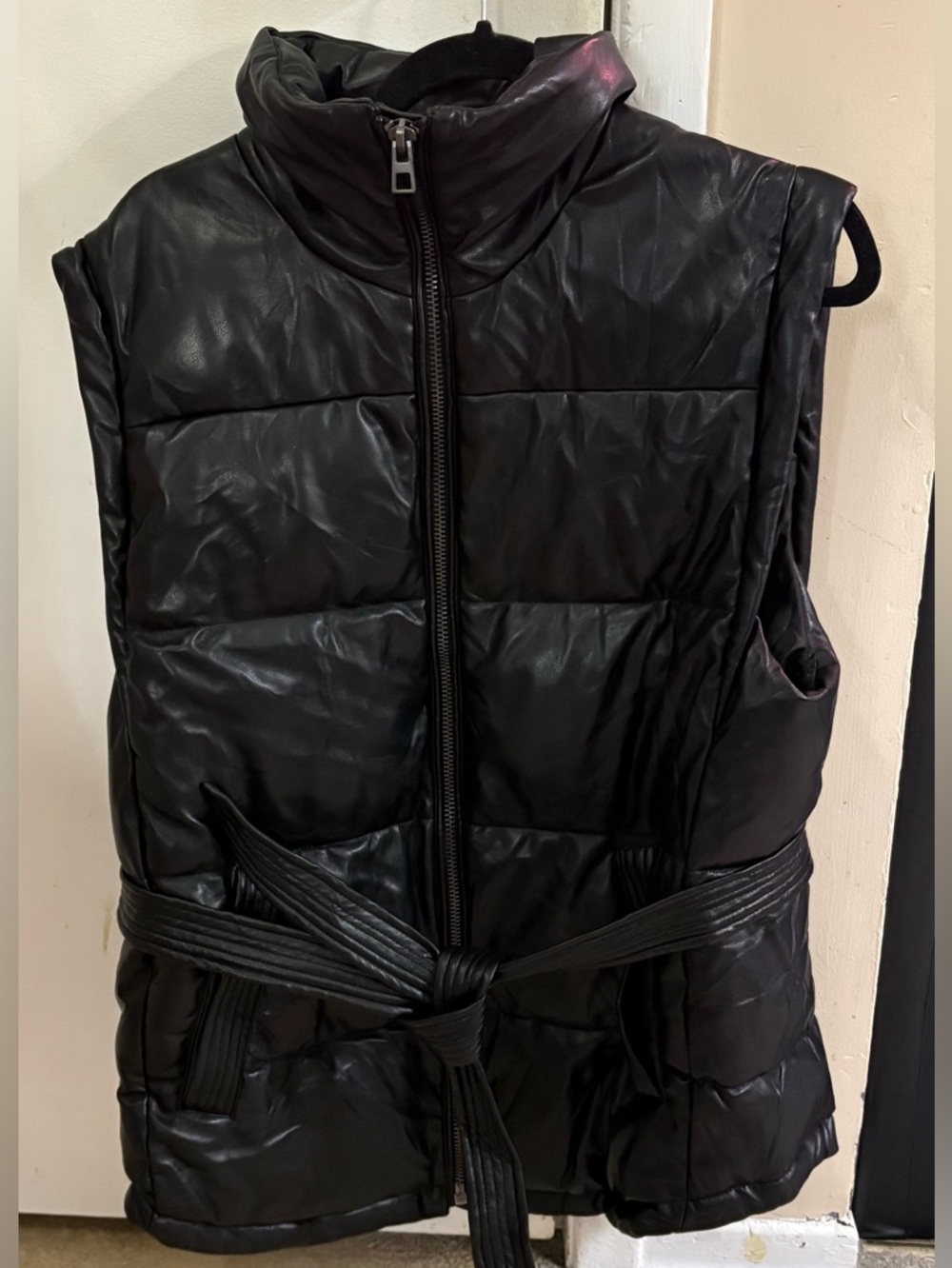 NWT Dynamite Black Puffer Vest with Belt